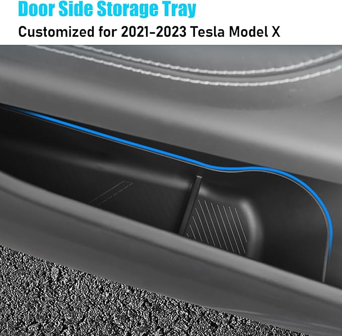 Jaronx Compatible with 2021-2026 Tesla Model X Door Side Storage Box, 2PCS TPE Front door Pockets Inserts Organizer Tray for Model X Accessories 2021 2022 2023 2024 2025 2026