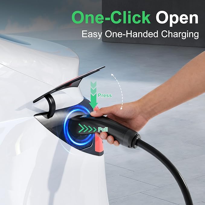 Level 2 Tesla Charger, 25A Portable EV Charger with NEMA 10-30 Plug– Unlocking Convenience with One-Touch Release, Compatible with All Tesla Models & Cybertruck