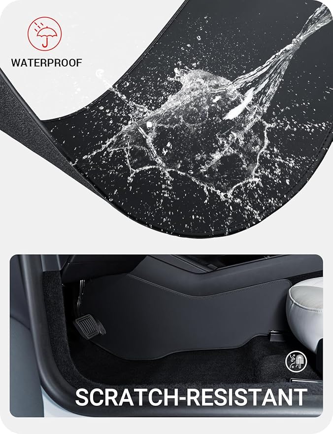 BASENOR 2026 2025 2024 Tesla Model 3 Highland Center Console Side Anti-Kick Mats, Waterproof & Dust Resistant Protector Cover Front Seat Side Leather Pad 2PCS (Standard/Premium/Performance)