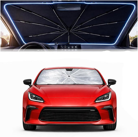 2026 Upgraded Car Windshield Sun Shade Umbrella - Custom-Fit for Toyota 86 2019-present Umbrella Sunshade,Easy Install,UV Protection & Heat Reflective,Keep Interior Cooler with Storage Bag