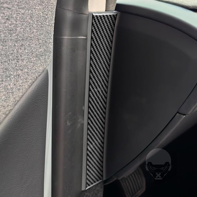 Carbon Fiber Stickers Center Console Panel on Both Sides Decoration Sticker Car Interior Trim Compatible with Tesla Model 3 2024 Accessories Anti-Scratch Protective Pad