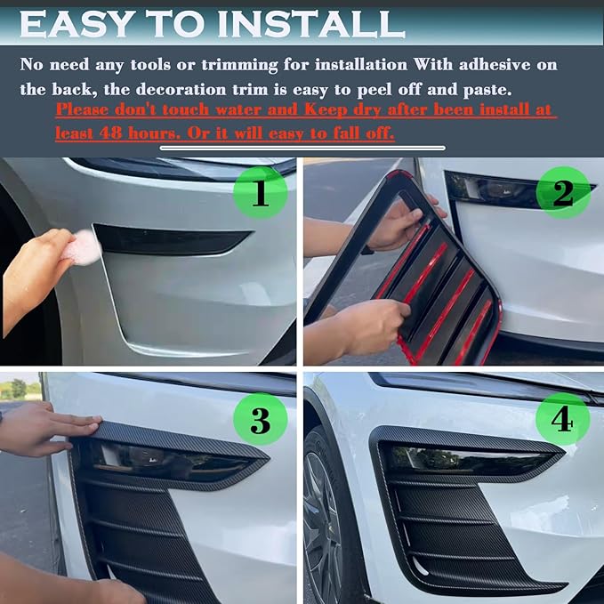 yhcdsea for 2025 2026 Tesla Model Y Juniper Front Fog Light Cover Trim Eyebrow Frame Decorative Accessories (Juniper-Matt Black)