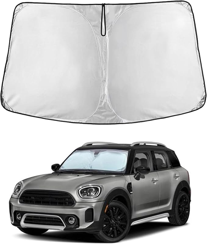 for Mini Cooper & Cooper S Hardtop 4-Door 2015-2025 Front Windshield Sunshade Compatible with -EcoNour 240T Polyester Foldable Window Shade - Blocks UV Rays & Keeps Your Car Cool