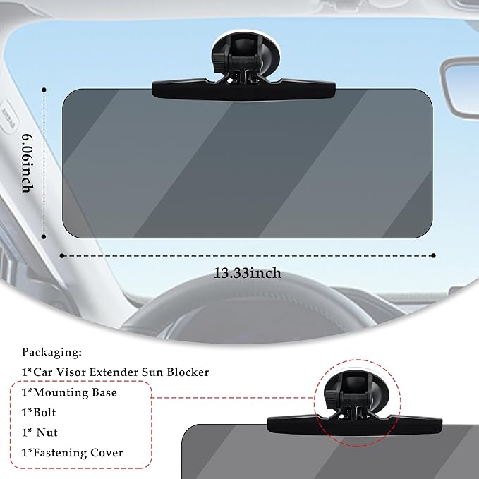 180° Adjustment Sun Visor Extender for Car,Strong Shading Car Visor Extender Sun Blocker for Glare Prevention,Universal CCar Accessories Visor Extender Attachment