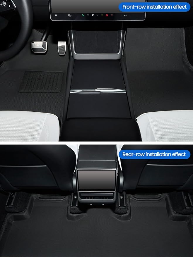 All-Weather Floor Mats for 2025-2026 Tesla Model Y Juniper - TPE Waterproof & Anti-Slip Car Mats, Custom Fit Full Coverage Interior Accessories (5-Seater)