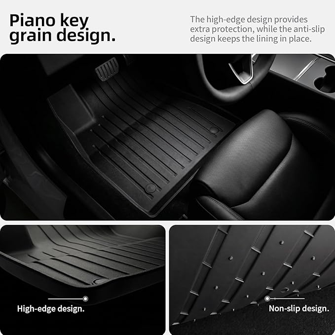 6Pcs Floor Mats for Tesla Model 3 Highland 2024 2025 2026 Full Set, Injection Molded TPE Floor Liners Includes Frunk, Trunk & Lower Storage Mats, All Weather Waterproof Cargo Accessories