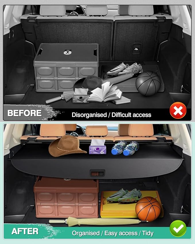 Powerty Cargo Cover for Nissan Rogue 2026 2021-2025 Platinum S SL SV, Trunk Cover Retractable Trunk Shielding Shade Rogue Accessories Cargo Luggage Cover No Gap(Not for Rogue Sport)