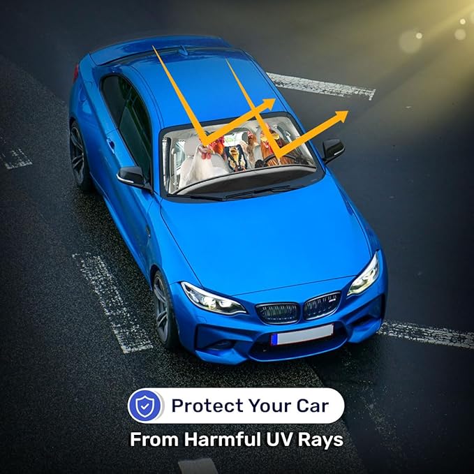 Horror Windshield Sun Shade for Car SUV Truck (55x30 Inches), Front Window Visor for Windows, Protector Blocks UV