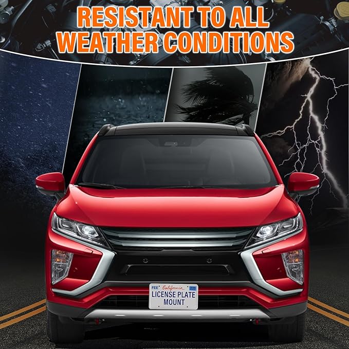 Front License Plate Holder No-Drill License Bracket Anti-Theft Frame Compatible with Mitsubishi Eclipse Cross,Mirage 6th gen,Mirage G4 6th gen,Outlander 4th gen,Outlander PHEV 3rd gen,Outlander PHEV