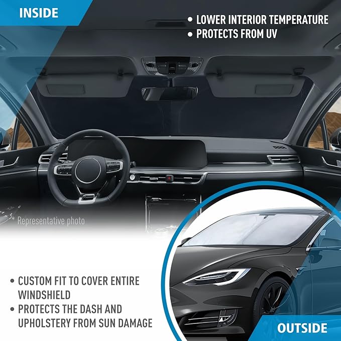 CLIM ART Windshield Sun Shade for Tesla S 2012-2026, Custom-Fit Foldable Car Sunshade, Vehicle Sun Protector, Front Auto Windshield Cover, Car Accessories - WS8008
