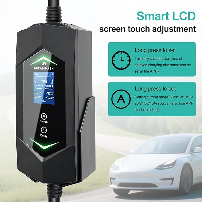 40Amp Level 2 EV Charger,9.6KW Fast Charging,(WiFi APP/Plug-Play),240V NEMA 14-50 Plug,25ft ETL Listed Cable/J1772 Connector,Adjustable Current 6A-40A,Delay Timer,Electric Vehicle Charging Stations