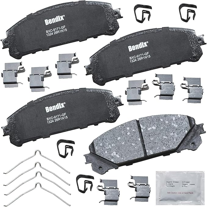 Bendix Priority1 CFC1324 Ceramic Front Brake Pads for select Lexus NX200t, NX250, NX300, NX350, RX350, RX450h, RZ300e, RZ450e, TX350, Toyota Avalon, bZ4X, Camry, Crown, Grand Highlander, RAV4, Sienna