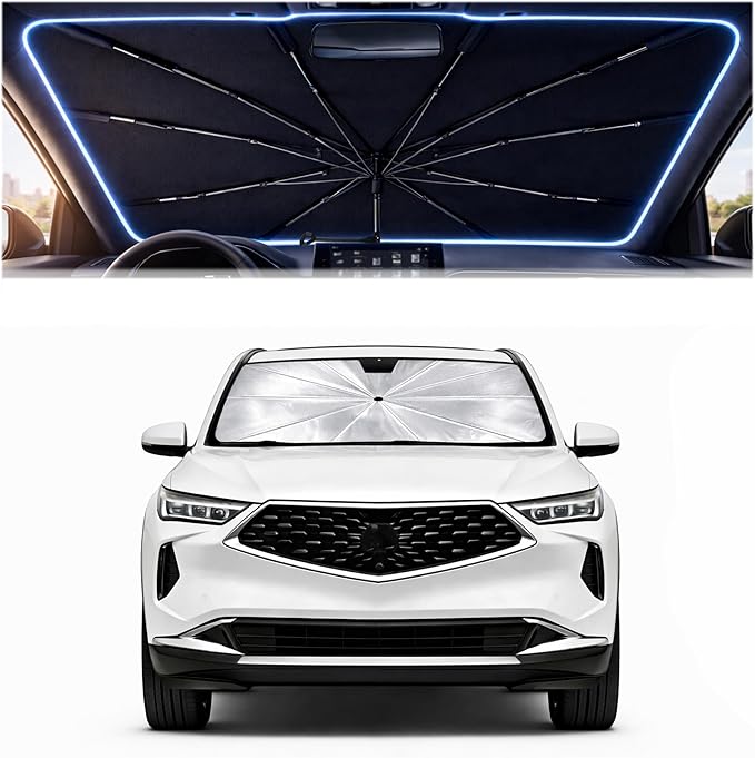 2026 Upgraded Car Windshield Sun Shade Umbrella - Custom-Fit for Acura MDX 2021-2026 Umbrella Sunshade,Easy Install,UV Protection & Heat Reflective,Keep Interior Cooler with Storage Bag