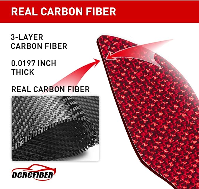 Genuine Carbon Fibre Exterior Door Handle Protector, Suitable for All Tesla Model 3/Model Y (Red)