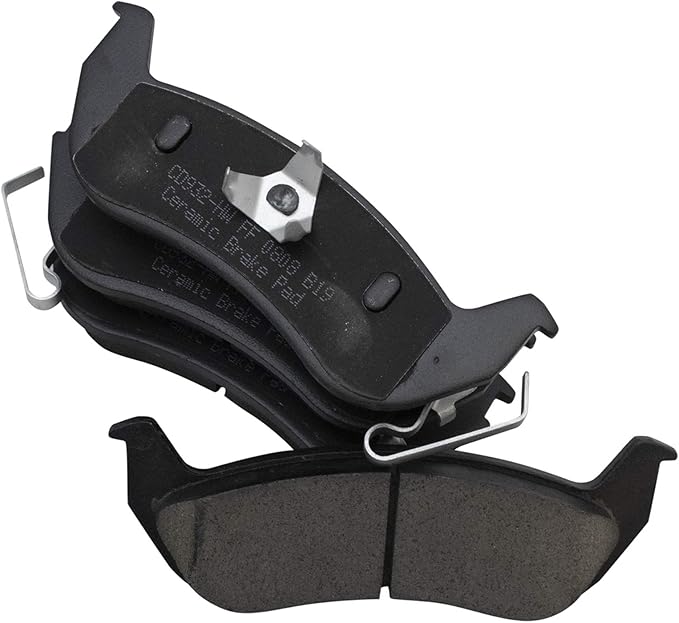 TRQ Rear Brake Pads Ceramic Hardware Compatible with 2003-2004 Lincoln Town Car 2003-2004 Mercury Grand Marquis 2003-2004 Marauder