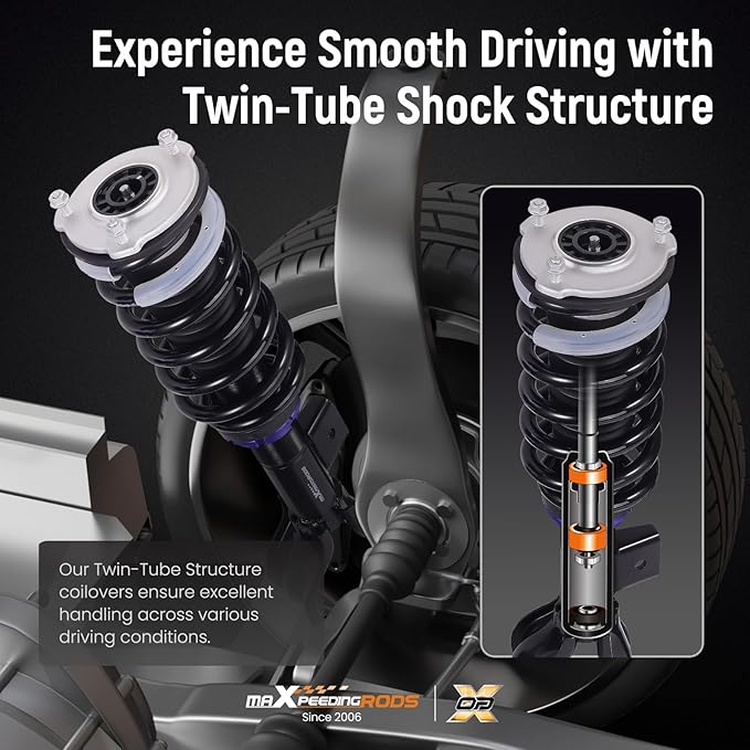 maXpeedingrods Coilover for Tesla model Y 2020+ AWD, Preset Damping Shock Absorber Struts Coilovers Suspension Kit, Black