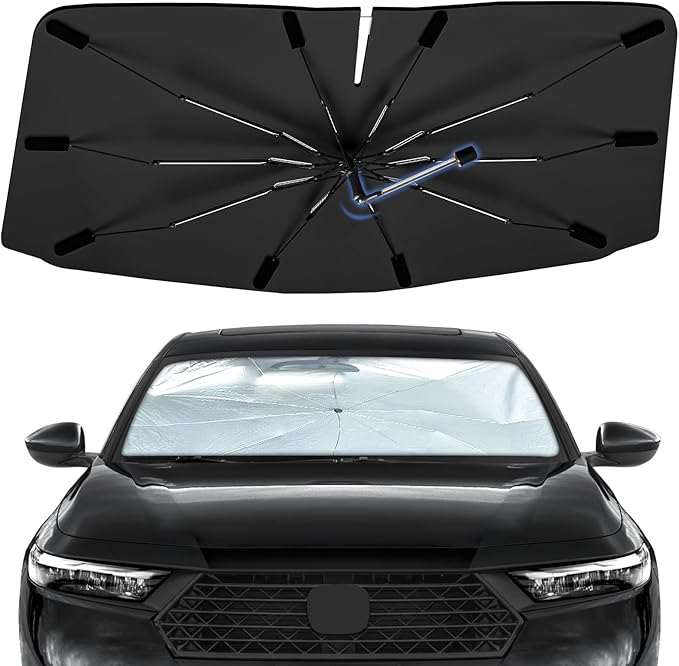 Windshield Sun Shade Umbrella for Honda Accord 2023-2024, Foldable Sunshade for Car Front Window, 360 Rotation Automotive Interior UV Protection for Outdoor Parking, Keep Car Cool