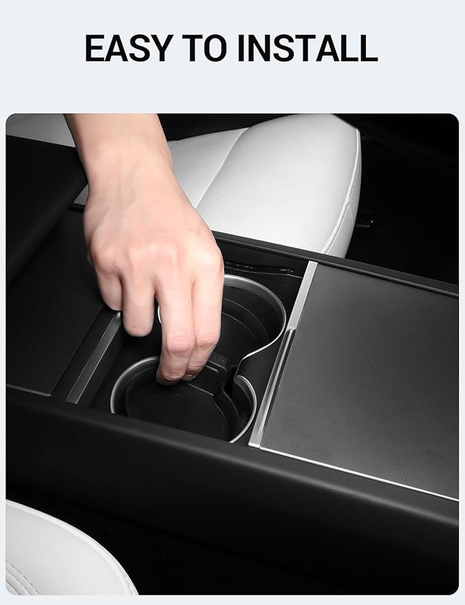 BASENOR Cup Holder Insert Mat for 2026 2025 Tesla Model Y Juniper 2024 2025 2026 Tesla Model 3 Highland TPE Cup Holder Coaster Center Console Mat Tesla Accessories (Standard/Premium/Performance)