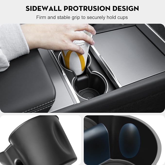 Cup Holder Insert for Tesla Model Y 2026 TPE Center Console Drink Holder Accessories Compatible with 2025-2026 New Model Y Juniper and 2024-2026 Model 3