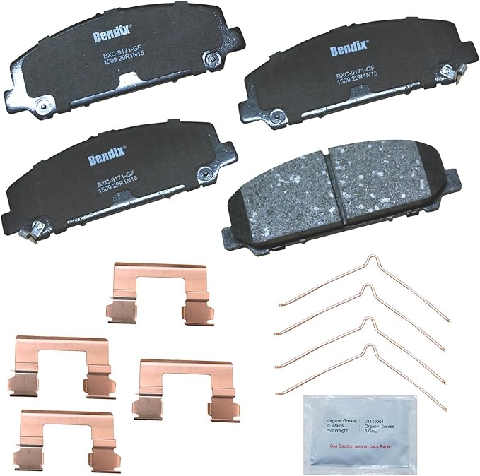 Bendix Priority1 CFC1509 Ceramic Front Brake Pads compatible with INFINITI QX56 2013-2006, QX80 2024-2014, Nissan Armada 2015-2006, Armada 2022-2017, TITAN 2015-2007, TITAN 2019-2017, 2022-2021, 2024