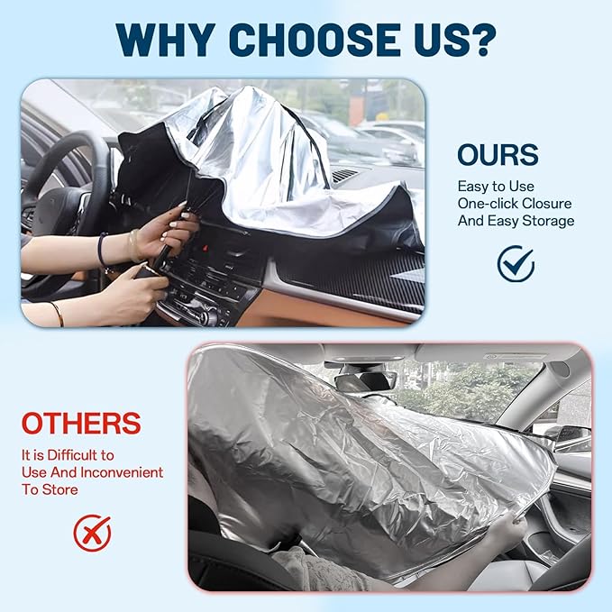 Windshield Sun Shade for Honda Civic 2016-2026, Umbrella Car Shades with 360°Rotating Shaft, Foldable Front Window Sunshade for UV & Heat Protection
