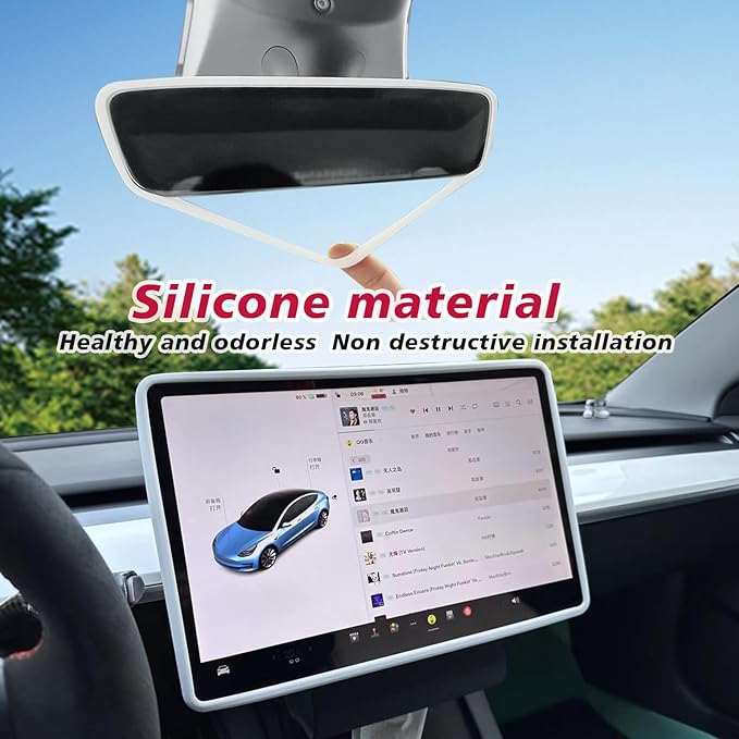 for 2017-2023 Tesla Model 3/2021-2024 Model Y Center Console Armrest Cover Screen and Internal Mirror Protective Cover Interior Accessories (White-M3/Y-3pcs)