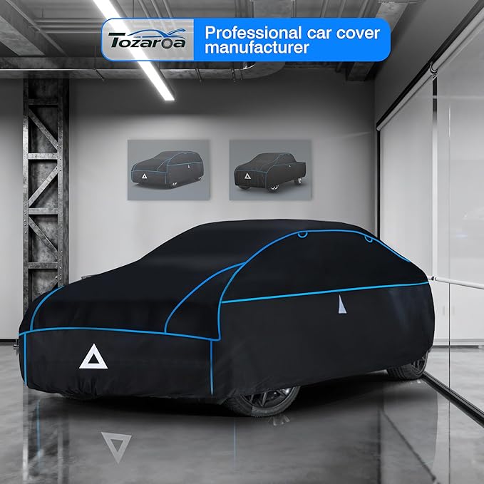 Hail Protector Car Cover for Sedan(Length:186-193inch) + Gift Windshield Sunshade, Multi-Layered EVA Hail Proof Car Cover, Padded Car Hail Protector Blanket for Camry, Model 3, Accord, K5 etc.