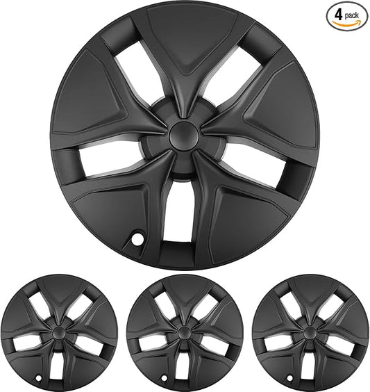19" Wheel Covers Compatible with Tesla Model Y 2025-2026 Wheel Center caps Black Rims Matte Black ABS Hubcaps Snap-On 19-inch Wheel Compatible with Tesla Y Juniper 2026
