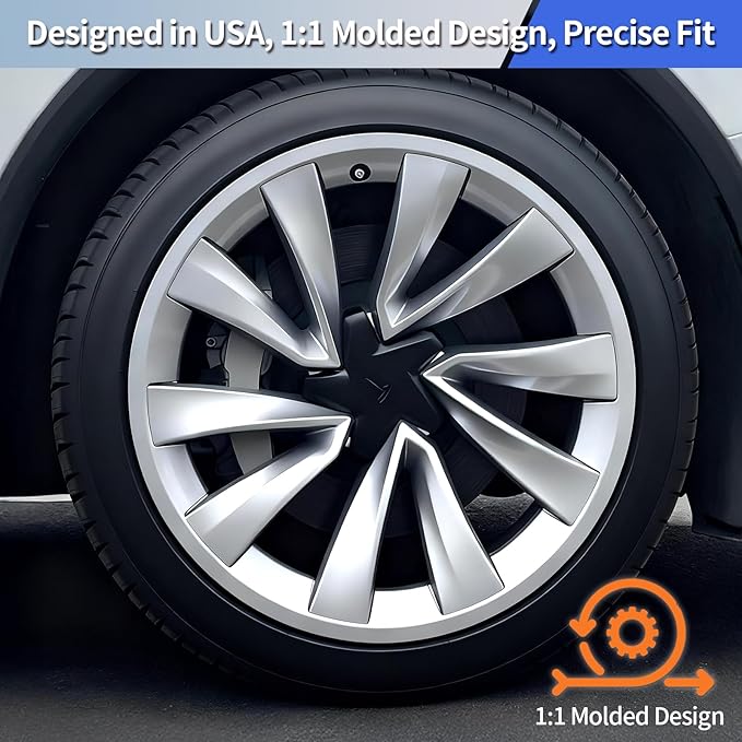 Tesla Wheel Cover 2026 Model Y|Wheel Rim Protector Fit Juniper 20" Helix 2.0 Wheels 4PCS ABS Guard Hubcap Cover for Curb Rash Prevention| Tesla Model Y Juniper Accessories 2025 2026 |Silver(Set of 4)