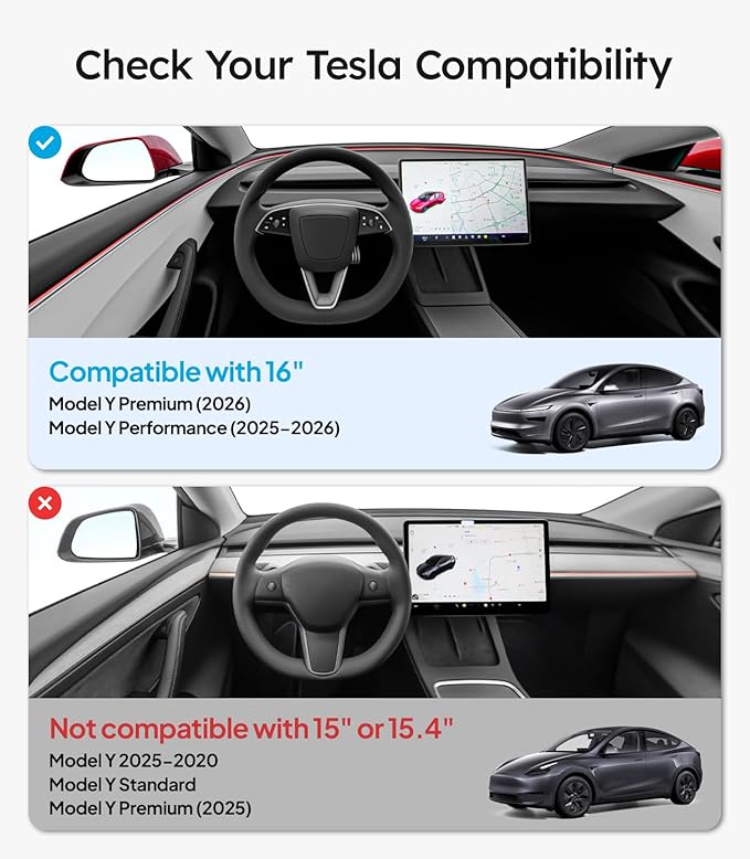 Wigoo 2026 Tesla Model Y Juniper (Premium & Performance) Screen Protector Matte [No Glare & Fingerprint] Tesla Model Y Juniper 2026 Accessories, 16" Tempered Glass Protector with Alignment Kit