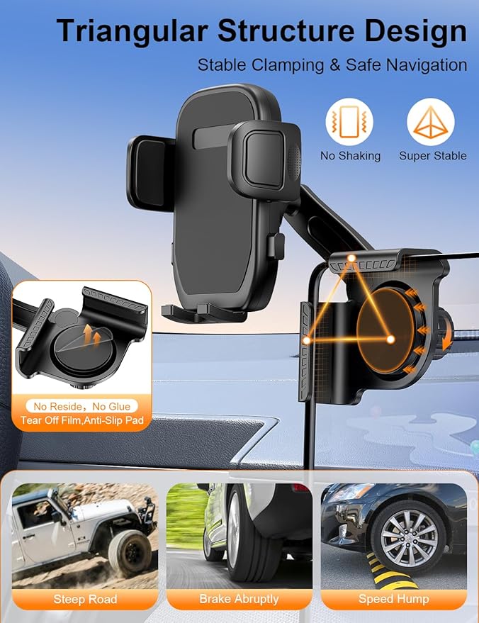Tesla Phone Mount, 360° Adjustable Universal Tesla Model Y Accessories, Phone Holders for Your car for Tesla Model 3/Y/S/X/Cybertruck Screen, Non-Adhesive for Car Phone Holder Fits All Phone
