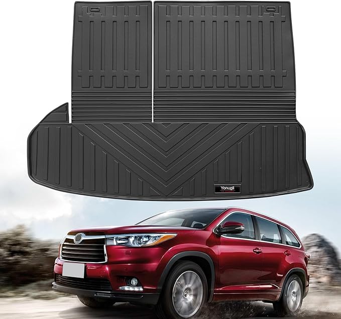 Custom All Weather TPE Cargo Mats Trunk Liner with 3rd Backrest Mats for 2014-2019 Toyota Highlander Accessories (for 2014-2019 Toyota Highlander)