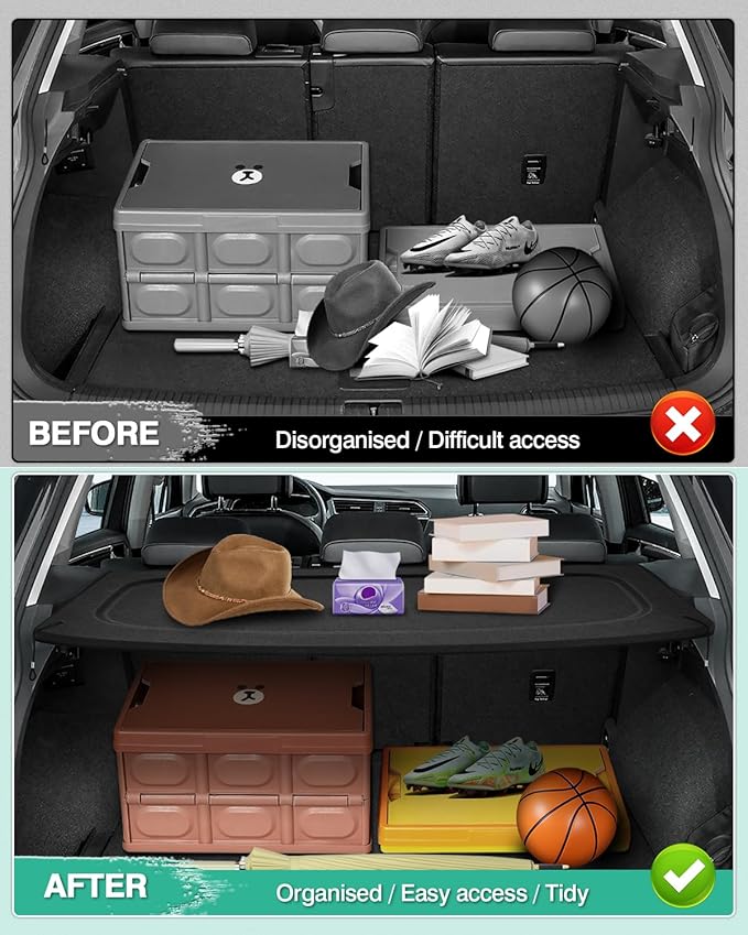 Powerty Cargo Cover for 2009-2016 2017 Volkswagen VW Tiguan Accessories Trunk Cover Retractable Trunk Shielding Shade Cargo Luggage Cover Black