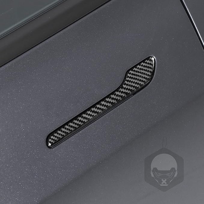 Carbon Fiber Stickers Door Handle Decoration Cover Car Exterior Trim Compatible with Tesla Model 3 2024 Accessories Anti-Scratch Strip Anti-Kick Film Decorative Stickers