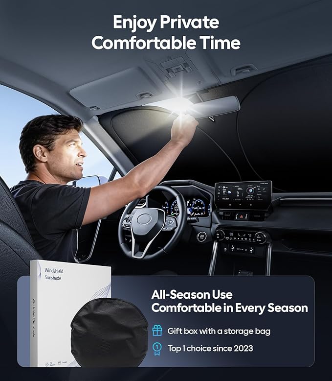 Wigoo for Mazda CX-5 Windshield Sunshade [OEM Design, 100% Sun Blockage] Foldable Heat Insulation Sun Shade with Storage Bag, for Mazda CX-5 (2017-2026), Silver Coating