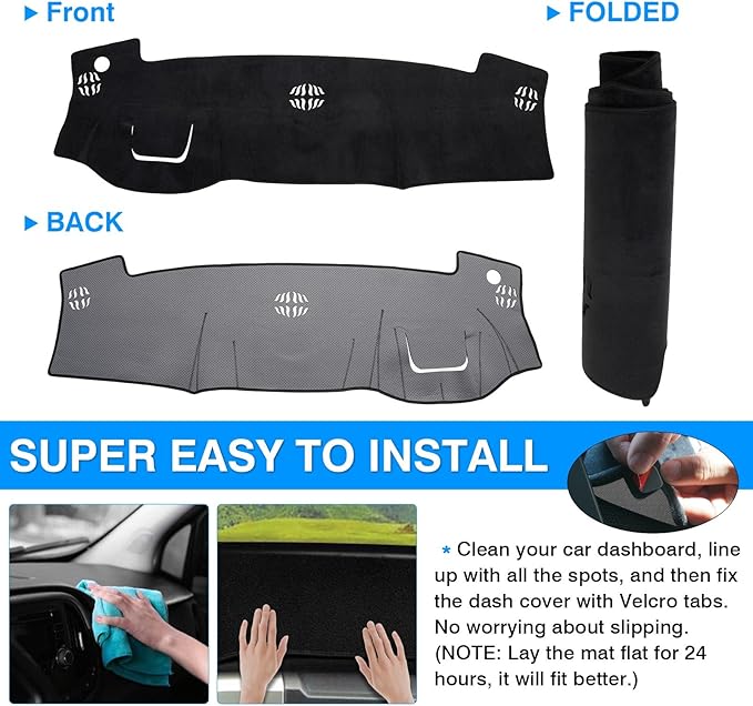 Autorder Dashboard Cover Mat for 2016-2024 Nissan Titan Accessories Dash Cover Flannel Dash Mat Sunshade Glare UV Rays Protector