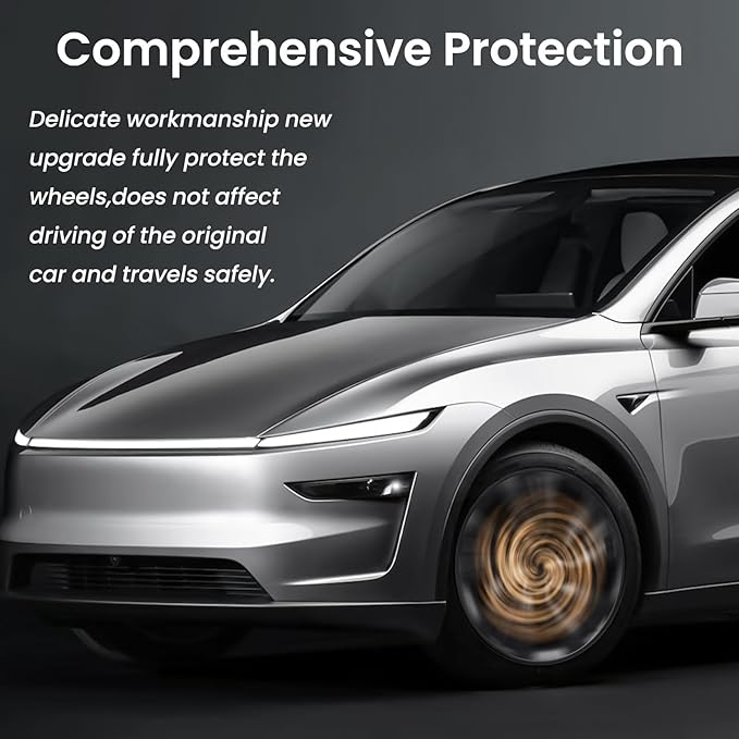 Model Y Wheel Covers 19 inch Juniper Crossflow 2025 2026,19" Hurricane Matte Black Wheel Hubcaps Compatible with Tesla Model Y Accessories 2025 2026 (Refreshed Juniper Only 4PCS)