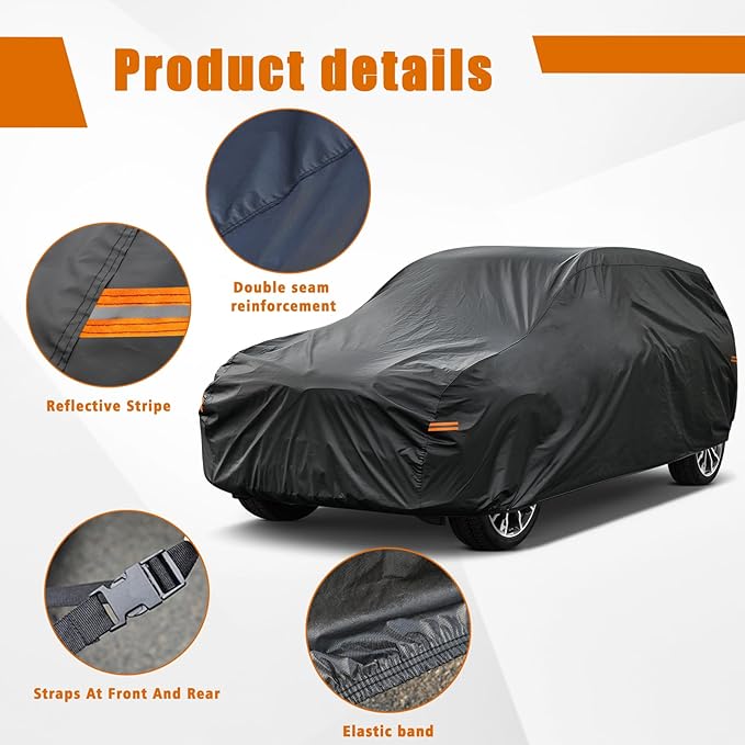 Kayme 7 Layers SUV Car Cover Custom Fit for GMC Yukon (1995-2025) Waterproof All Weather for Automobiles, Outdoor Full Cover Rain Sun UV Protection.