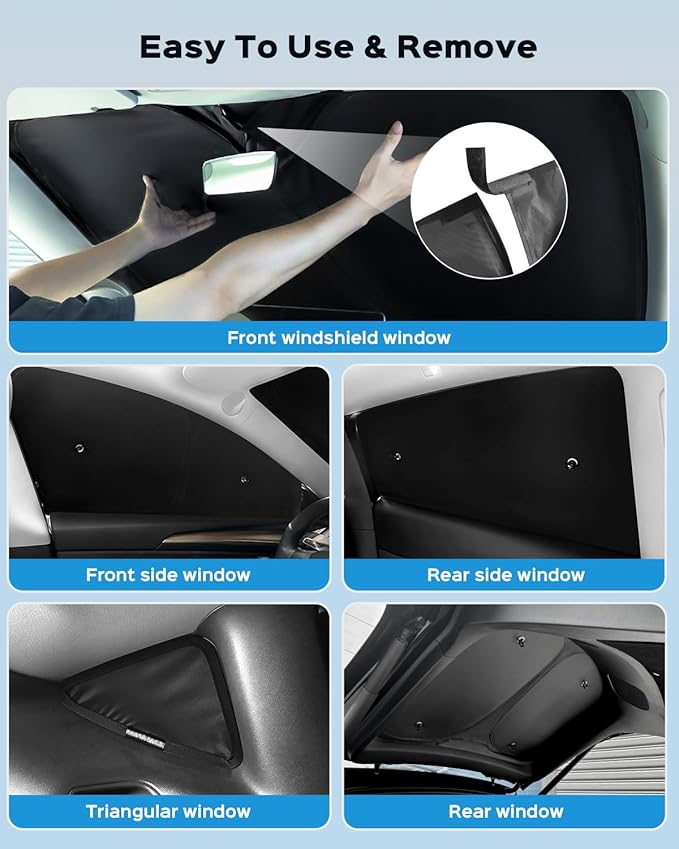 10-PCS Windshield Sunshade for Tesla Model X (2016-2024), Front & Rear Side Window Privacy, Sun Shade Cover, Sun Visor, Thermal Insulated Model X Accessories