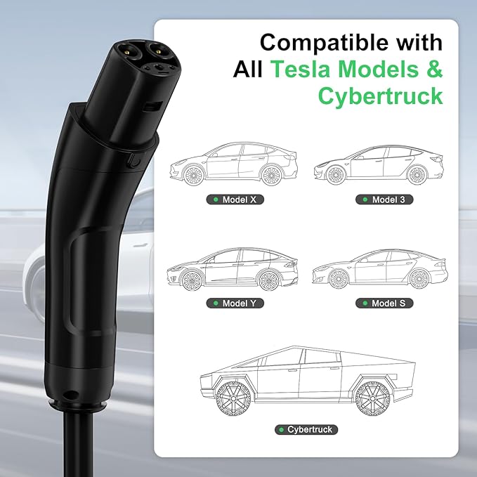 Level 2 Tesla Charger, 25A Portable EV Charger with NEMA 10-30 Plug– Unlocking Convenience with One-Touch Release, Compatible with All Tesla Models & Cybertruck
