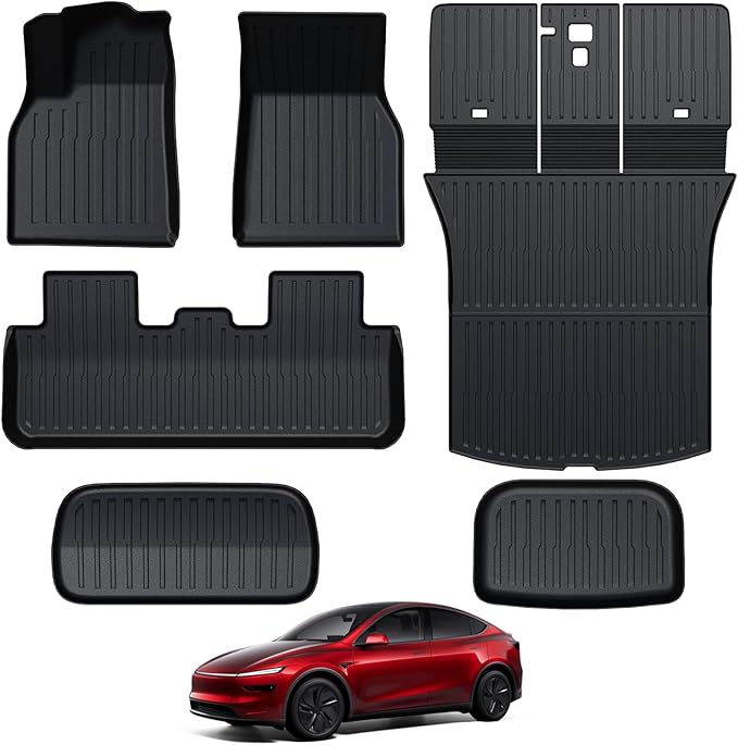 Floor Mats for 2026 2025 Tesla Model Y Juniper, Full Coverage All Weather Floor Mat Cargo Liner Trunk Mat Frunk Backrest Mats Accessories (Not fit Standard)