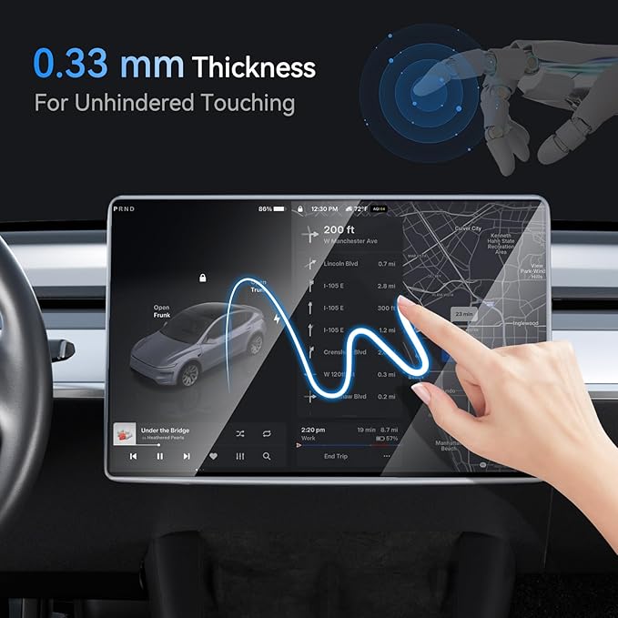 15.4 inch Front Screen Protector for Tesla Model 3/Y Accessories, [Anti-Glare & Anti-Fingerprint] Tempered Glass Screen Protector for Tesla Model Y Standard & Model 3 Highland [Matte] - 1pcs