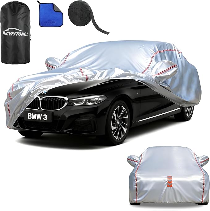 Car Cover Waterproof All Weather for BMW 3 Series 2005-2025,All-Around Fastening and 4 Upgrades, 30s Quick-Install for Car Cover