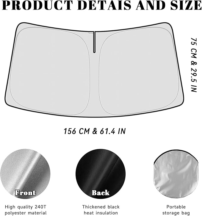 Car Windshield Sun Shade for Dodge 2010-2025 2026 RAM 2500 3500 Accessories (OEM Design) Reflective Foldable Heat Insulation Sunshade for Ultimate Protection