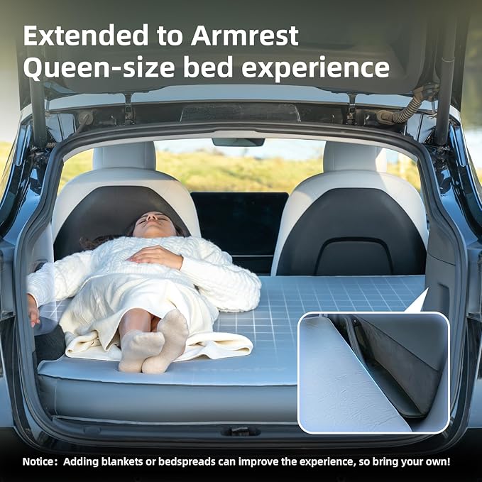 CloudCore 4.5inch Foam Mattress for Tesla Model Y, Full Size Bed, Vacuum Compression, Roadtrip, Job Shifts, Nap, Camping, Guests & Home, Rechargeable Pump and Eyemask Provided (2020-2024 Model Y)