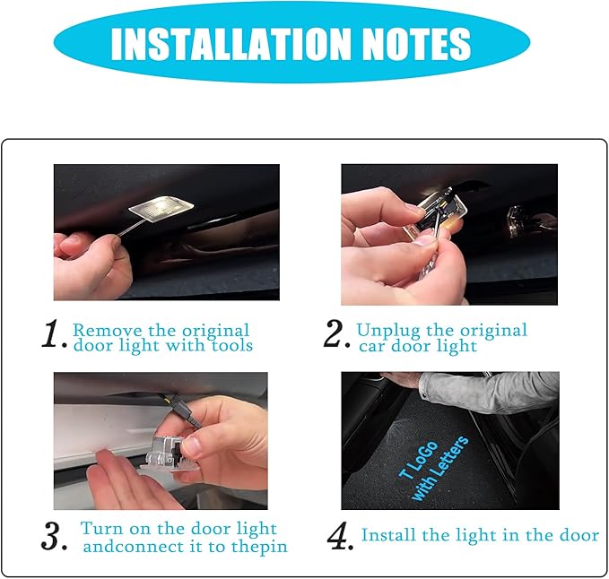 Never Fade LED Car Door Light Door Light Logo Welcome Logo Lights Accessories Compatible Model Y 3 X S(Shield T) （4PCS）