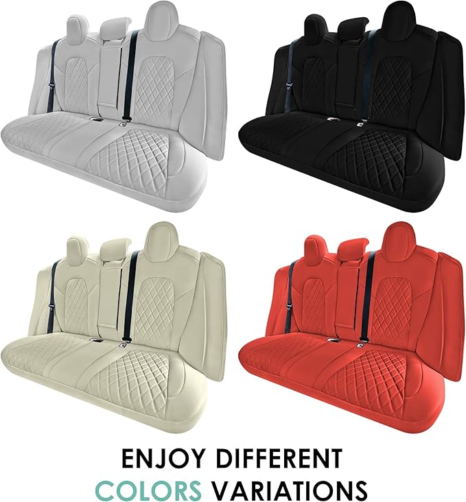 FH Group Custom Fit Car Seat Covers Specifically Made for 2017–2023 Tesla Model 3 Rear Set Solid Beige Ultraflex Neoprene Car Seat Covers, Waterproof Automotive Seat Covers, Tesla Accessories