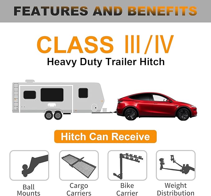 Tesla Model Y Rear Trailer Hitch, Tow Hitch 2" Receiver, Tow Hook Adapter Fit 2025 Model Y Juniper (Not for 2026, Excluded Hook)