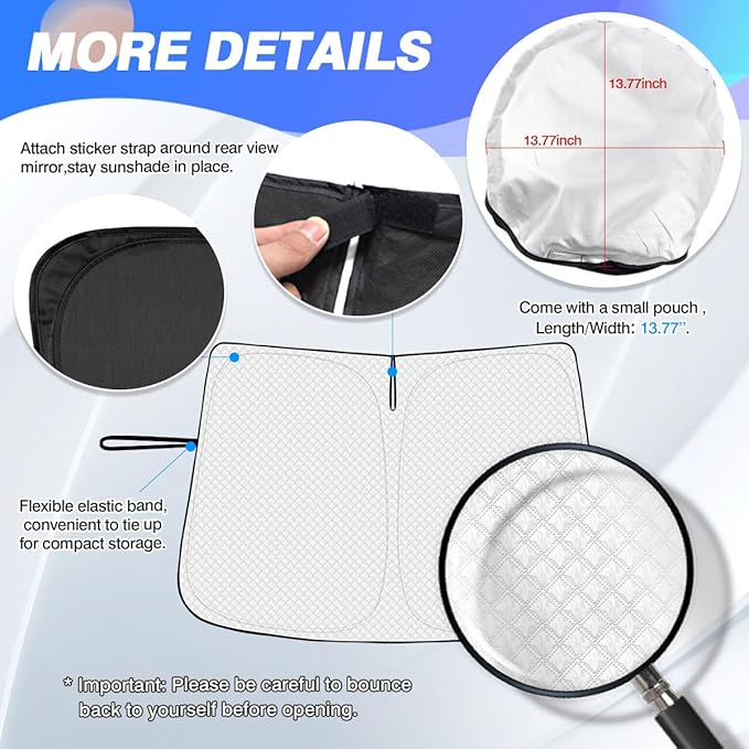 Windshield Sun Shade for Mazda CX-5 2017-2025 2026 CX5 Accessories Thicken 6-Layer Front Window Sunshade Cover Sun Visor Protector Foldable Block UV Rays Keep Vehicle Cool