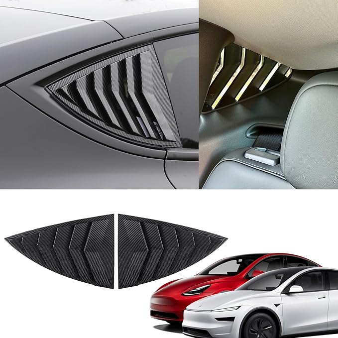YHCDSEA for Model Y Side Window Louver Cover Sport Style for Tesla Model Y 2021 2022 2023 2024 2025 2026 Accessories (Glossy Carbon Fiber Pattern)
